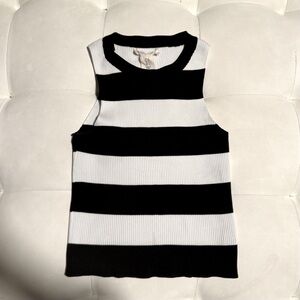 Happily Grey Ribbed black and white tank size Small